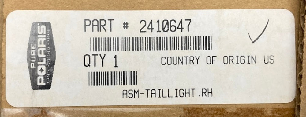 Polaris 2410647 Assembly, Taillight, RH New Genuine