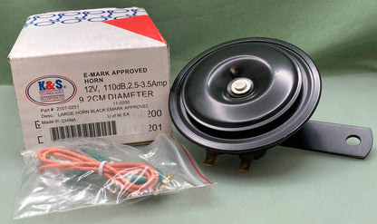 New Genuine K&S 2107-0251 Large Horn BLK EMARK Approved