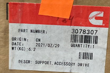 New Genuine Cummins 3078307 Engine Accessory Drive Shaft