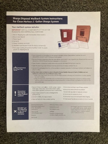 Clean Harbors 495098 Sharps Disposal Mailback System 2 Gallon New Genuine