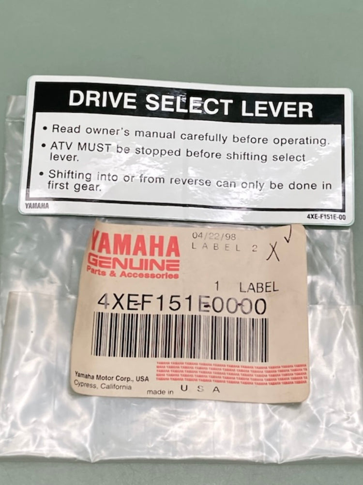 Yamaha 4XE-F151E-00-00 Label 2  New Genuine