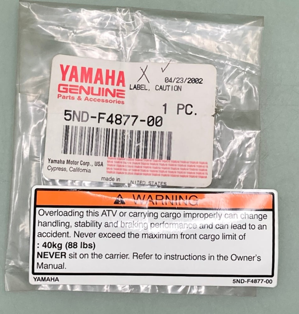 Yamaha 5ND-F4877-00 Label, Caution New Genuine