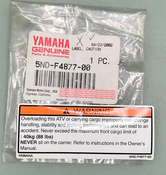 Yamaha 5ND-F4877-00 Label, Caution New Genuine