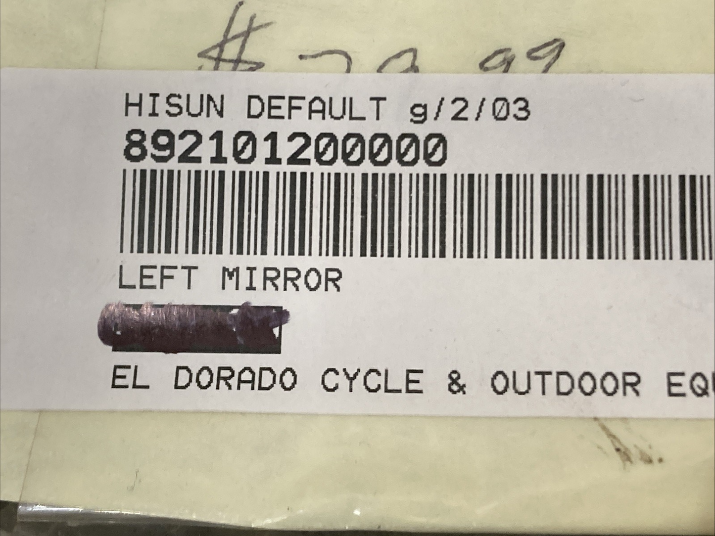 NEW REPLACES HISUN 89210-120-0000 left mirror assembly
