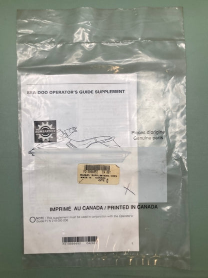 Sea-Doo P219000052 Owner's Manual, New Genuine 219000052