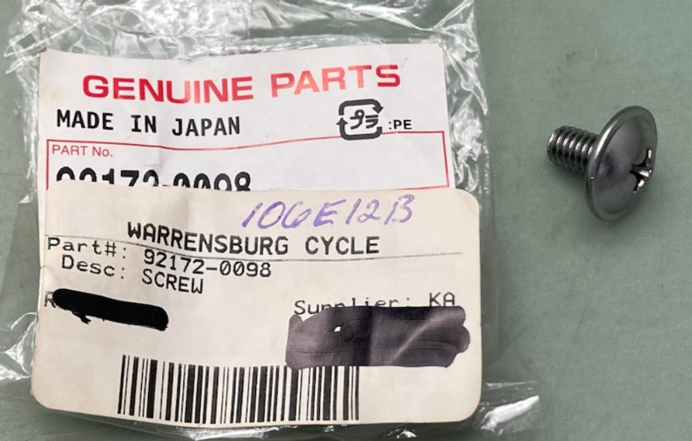 Kawasaki 92172-0098 Screw 6x10 New Genuine 92009-1818