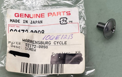 Kawasaki 92172-0098 Screw 6x10 New Genuine 92009-1818