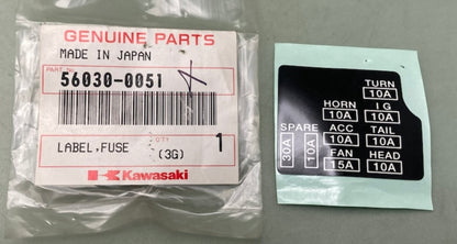 Kawasaki 56030-0051 Fuse Label New Genuine