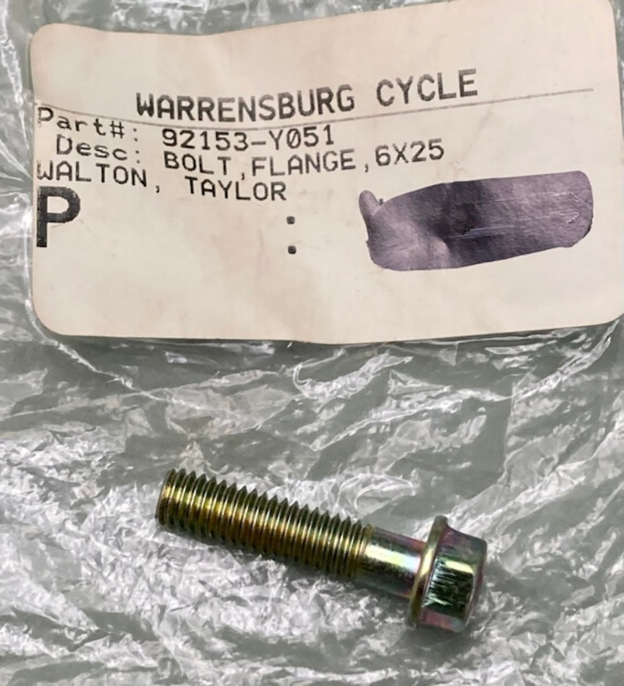 Kawasaki 92153-Y051 Flange Bolt 6x25 New Replaces