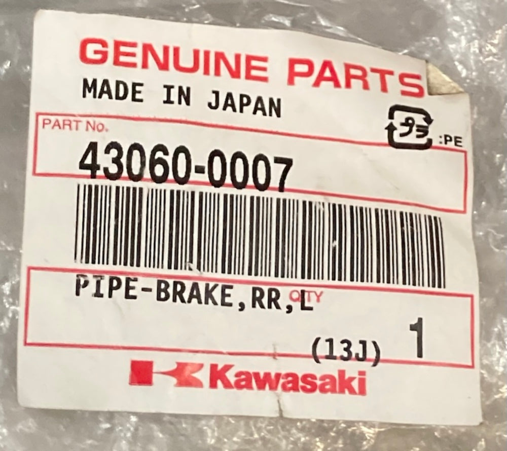Kawasaki 43060-0007 Pipe-Brake RR LH New Genuine