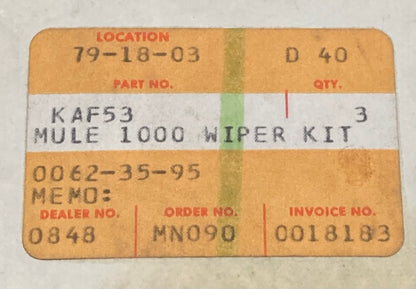 Kawasaki KAF53 Mule 1000 F/G Wiper Kit New Replaces Incomplete kit see photos.