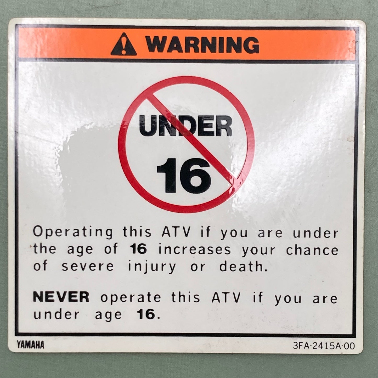 New Genuine Yamaha 3FA-2415A-00 Warning Label/Sticker, Under 16