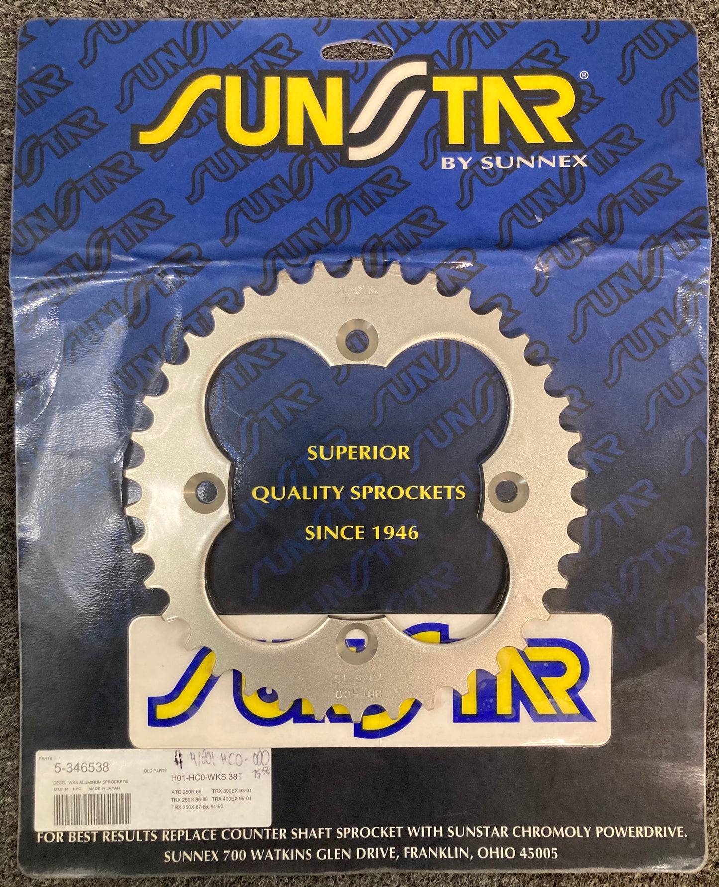 New Genuine Sunstar 5-346538 Sprocket, 38T