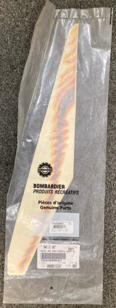 Bombardier 704900042 R.H. Rear Decal, New Genuine