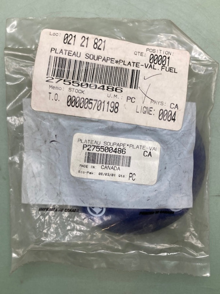 Bombardier 275500486 Plate-Val. Fuel, New Genuine