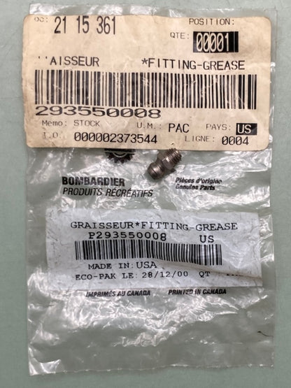 Qty 2 Bombardier 293550008 Fitting-Grease, New Genuine