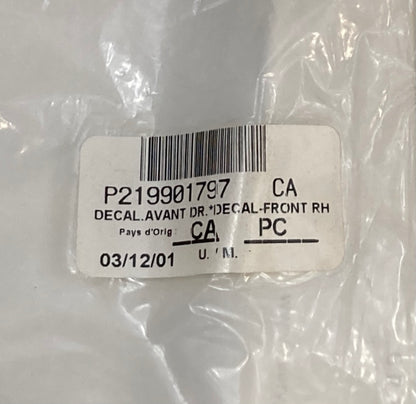 Replaces Bombardier 219901797 Decal - Front RH, New