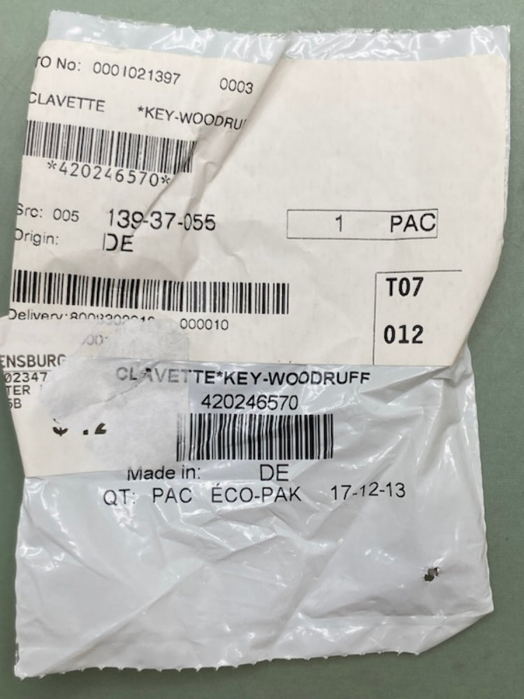 Replaces Can-Am 420246570 Woodruff Key 4X5, 711246570, New