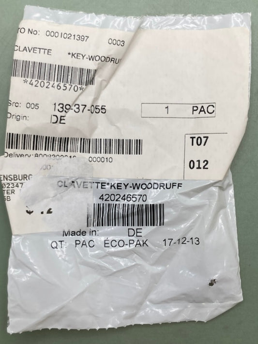 Replaces Can-Am 420246570 Woodruff Key 4X5, 711246570, New