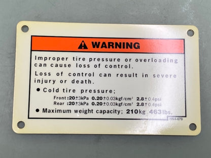 HONDA 87505-HN4-670 Label New Genuine