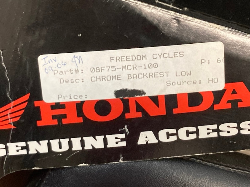 Honda 08F75-MCR-100 Backrest Low Chrome New Genuine