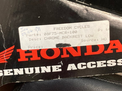 Honda 08F75-MCR-100 Backrest Low Chrome New Genuine