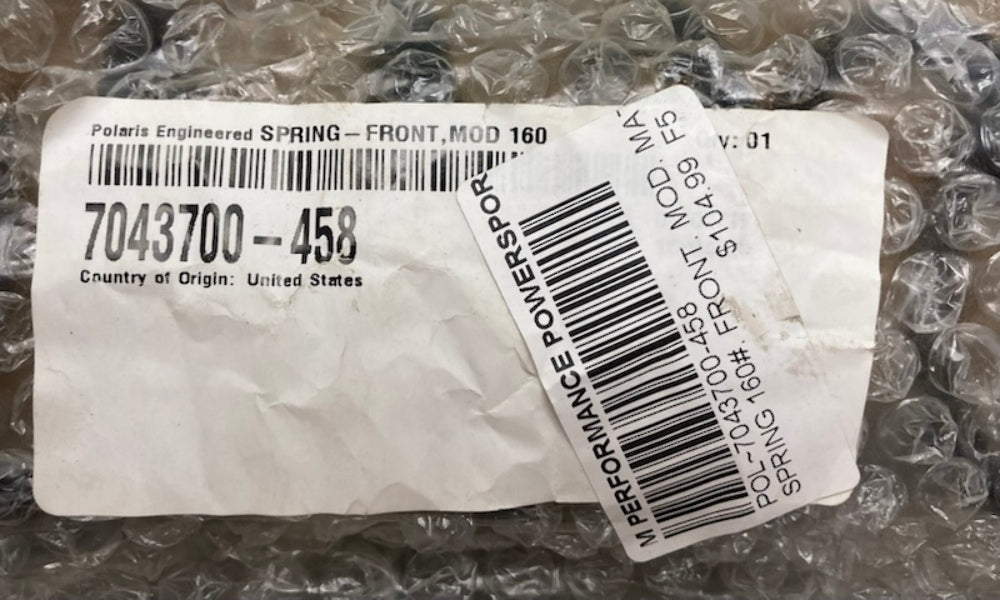 Polaris 7043700-458 Spring, Front, 160#, Matte, Black New Genuine