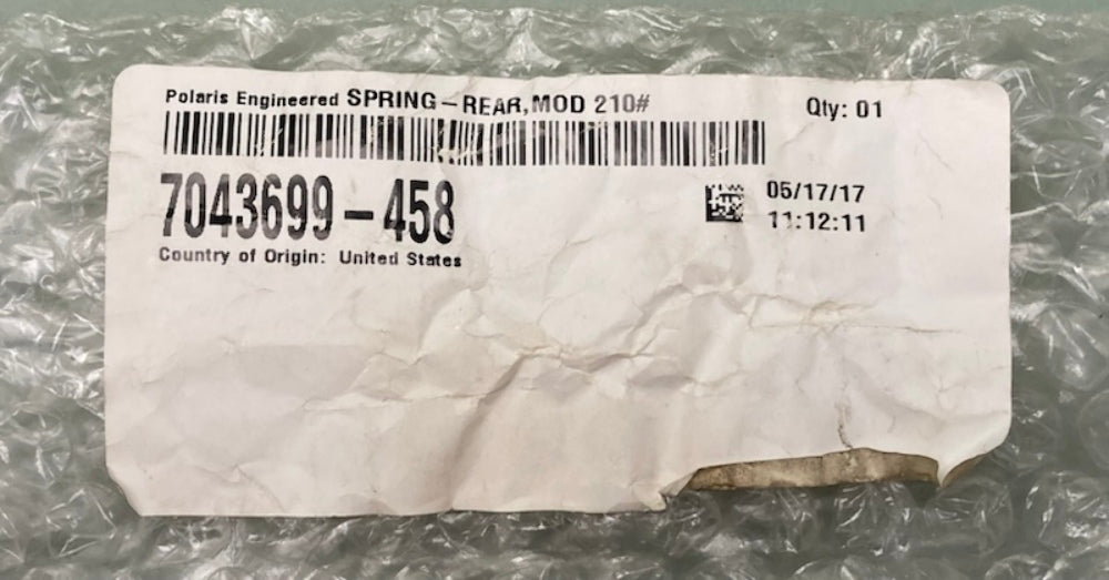 Polaris 7043699-458 Spring-Rear Mod 210#/In M.BLK New Genuine