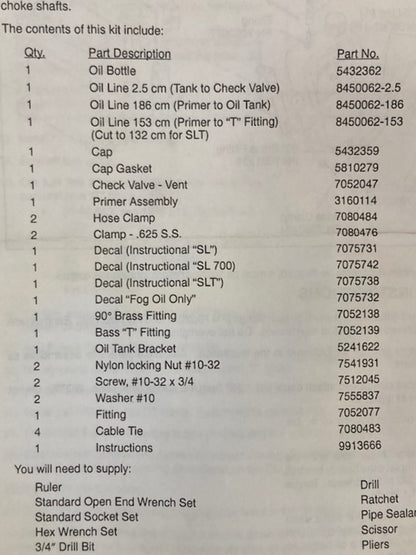 Polaris 2871480 Engine Fog Kit, New Genuine