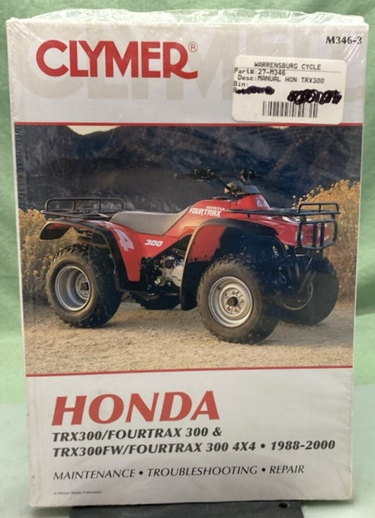 Clymer M346-3 Honda TRX300/Fourtrax 300 Service Manual '88-'00 New Genuine