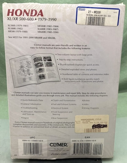 Clymer M339-8 Honda XL/XR 500-600 Service Manual '79-'90 New Genuine