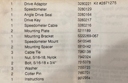 Polaris 2871275 Speedo Kit, New Genuine
