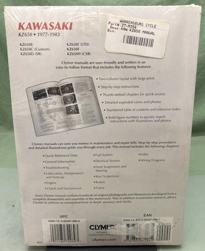 Clymer M358 Kawasaki KZ650 Service Manual '77-'83 New Genuine