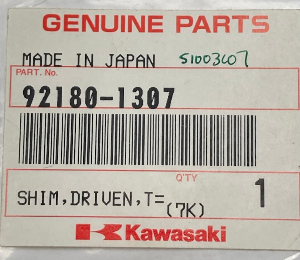 Kawasaki 92180-1307 Shim Driven T=0.15 New Genuine
