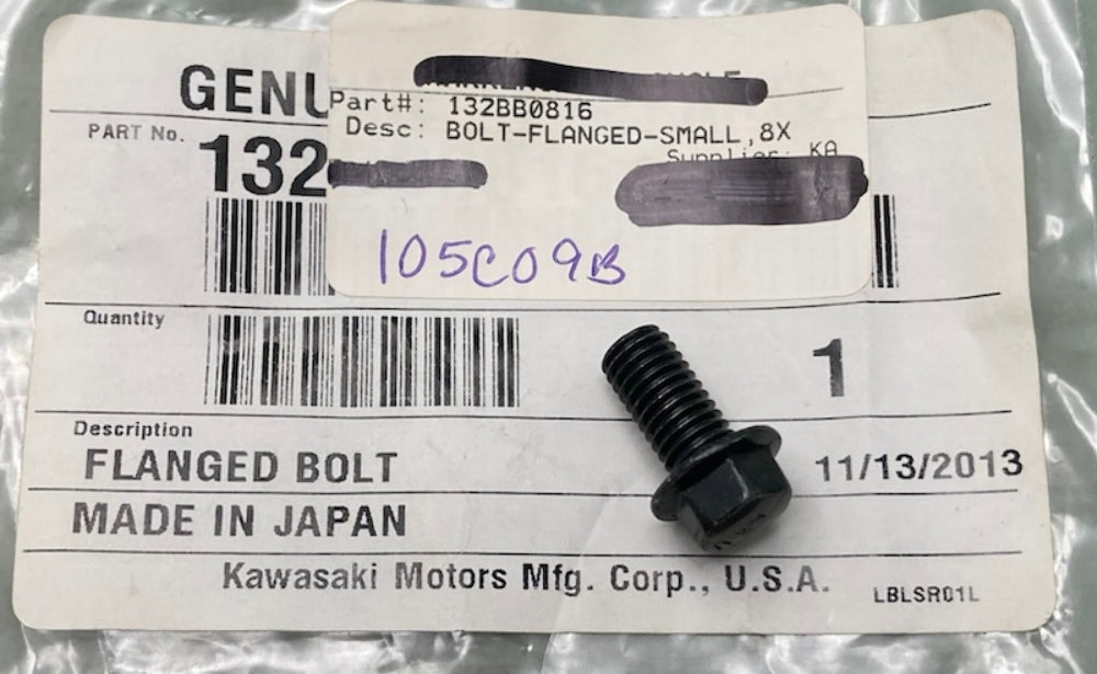 Kawasaki 132BB0816 Bolt Flanged Small 8x16 New Genuine