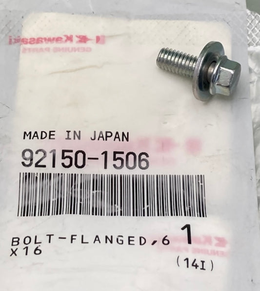 Kawasaki 92150-1506 Flanged Bolt 6x16 New Genuine