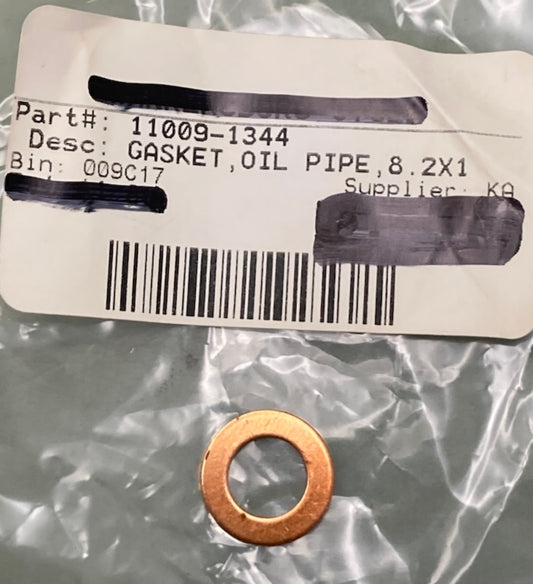 Kawasaki 11009-1344 Gasket Oil Pipe 8.2x14x1.0 New Replaces