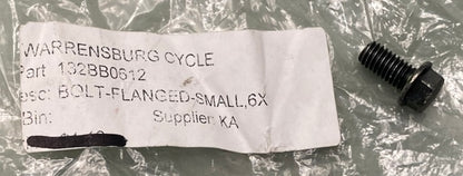 QTY 2 Kawasaki 132BB0612 Small Flanged Bolt 6x12 New Replaces