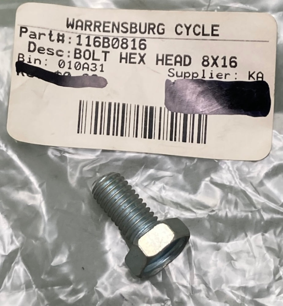 Kawasaki 116B0816 Bolt-Hex Head 8x16 New Replaces