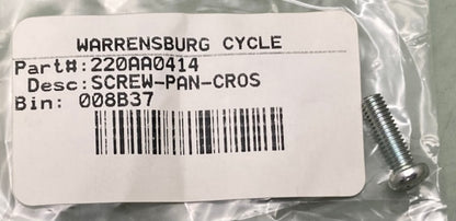 Kawasaki 220AA0414 Screw Pan Cross 4x14 New Replaces 220D0414, 220B0414