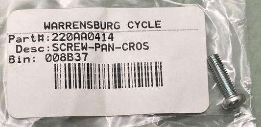 Kawasaki 220AA0414 Screw Pan Cross 4x14 New Replaces 220D0414, 220B0414