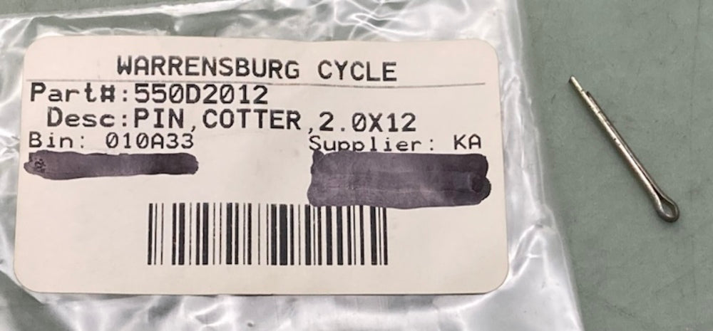Kawasaki 550D2012 Pin-Cotter 2.0x12 New Replaces 550AA2012