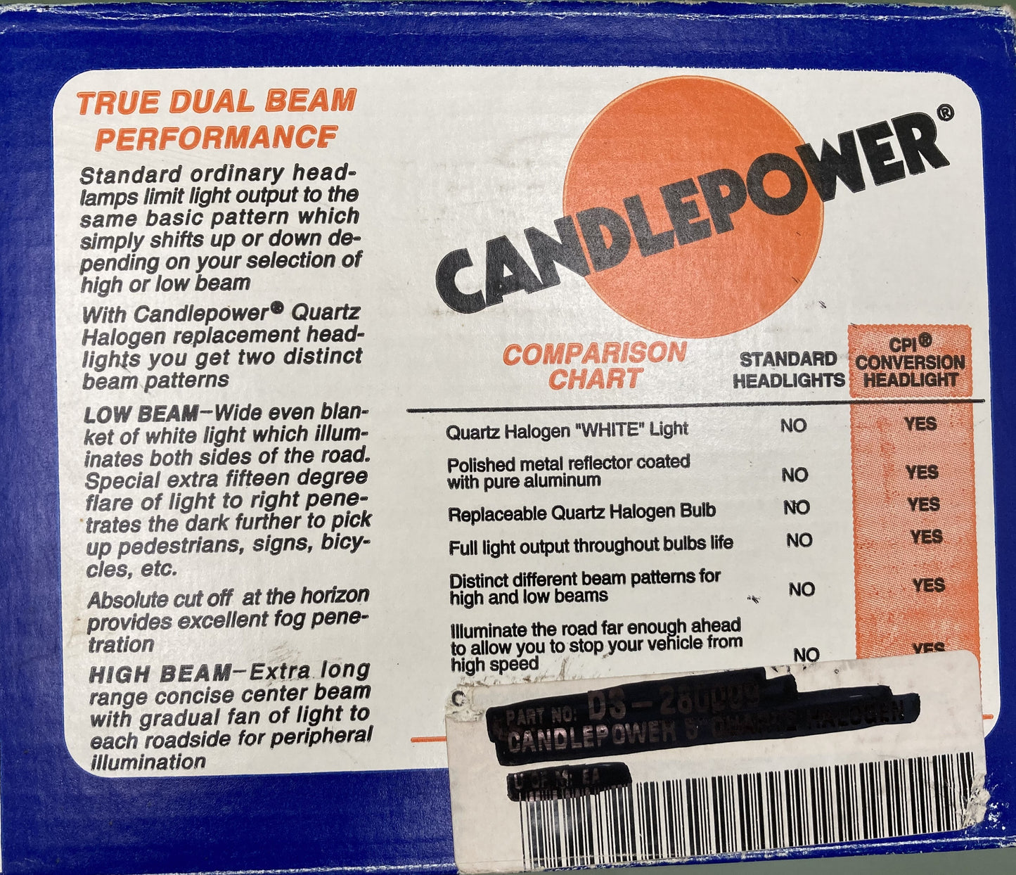 New Genuine Candlepower H402212 5 3/4in Quartz Halogen Headlight, Harley-Davison