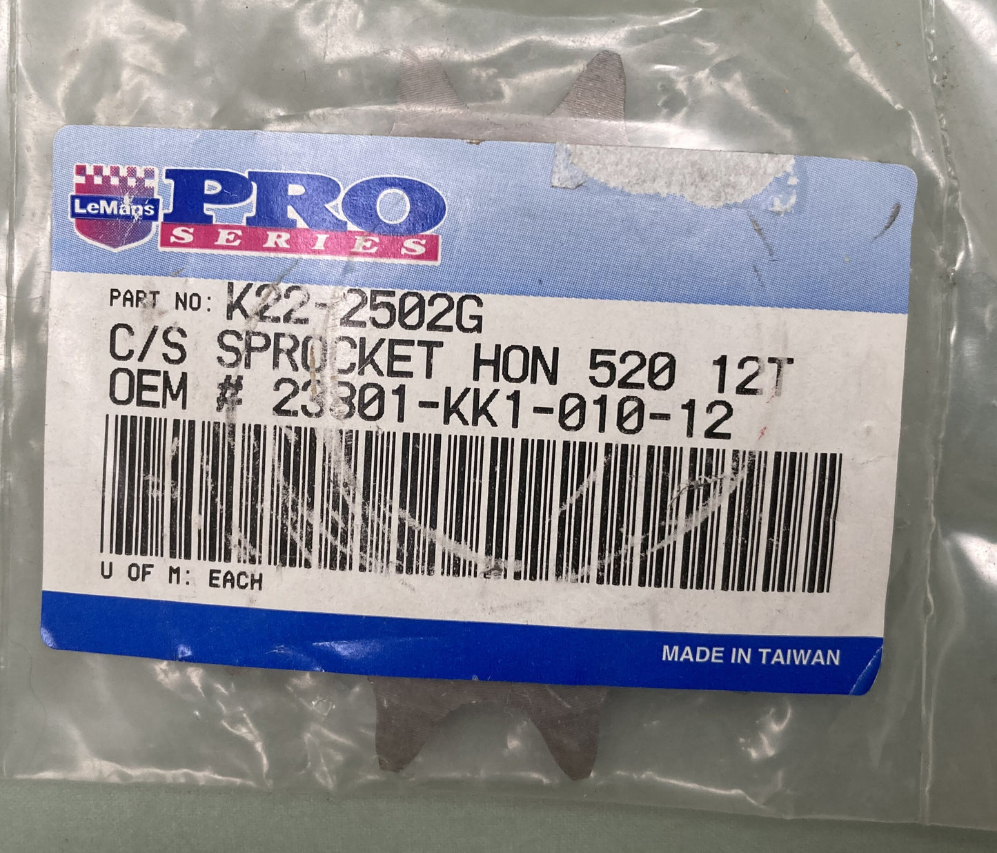 New Genuine LeMans PRO Series K22-2502G Sprocket HON 520 12T 23801-KK1-010-12
