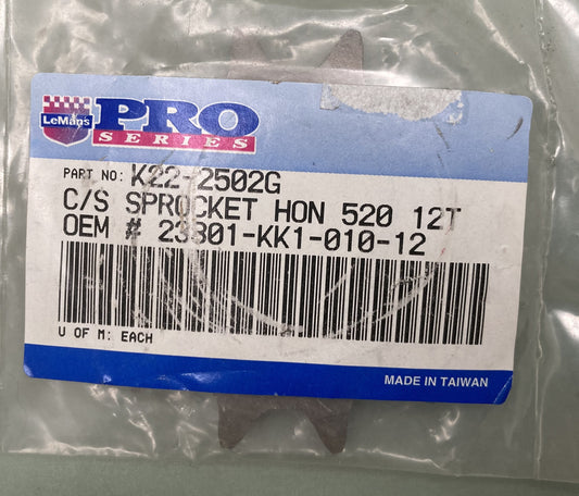 New Genuine LeMans PRO Series K22-2502G Sprocket HON 520 12T 23801-KK1-010-12