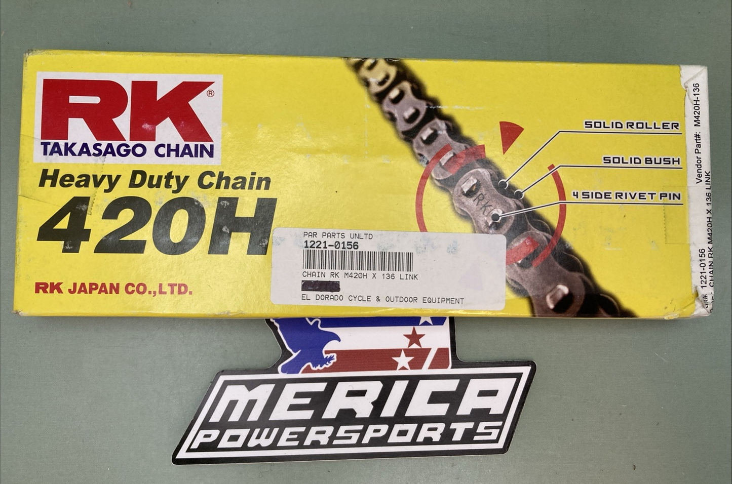 NEW GENUINE EK M420H-136 HEAVY DUTY MOTORCYCLE DRIVE CHAIN M420HX136L