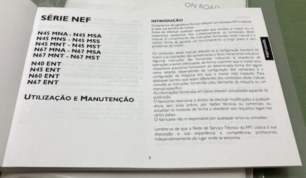 FPT I08087686 Technologies NEF Series Industrial Engines Manual New Genuine