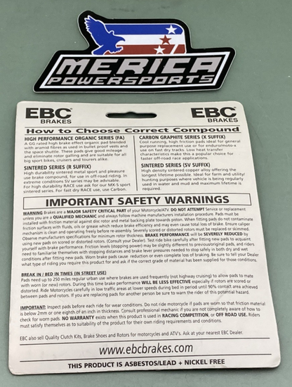 NEW GENUINE EBC FA69/2 High Performance Brake Pads