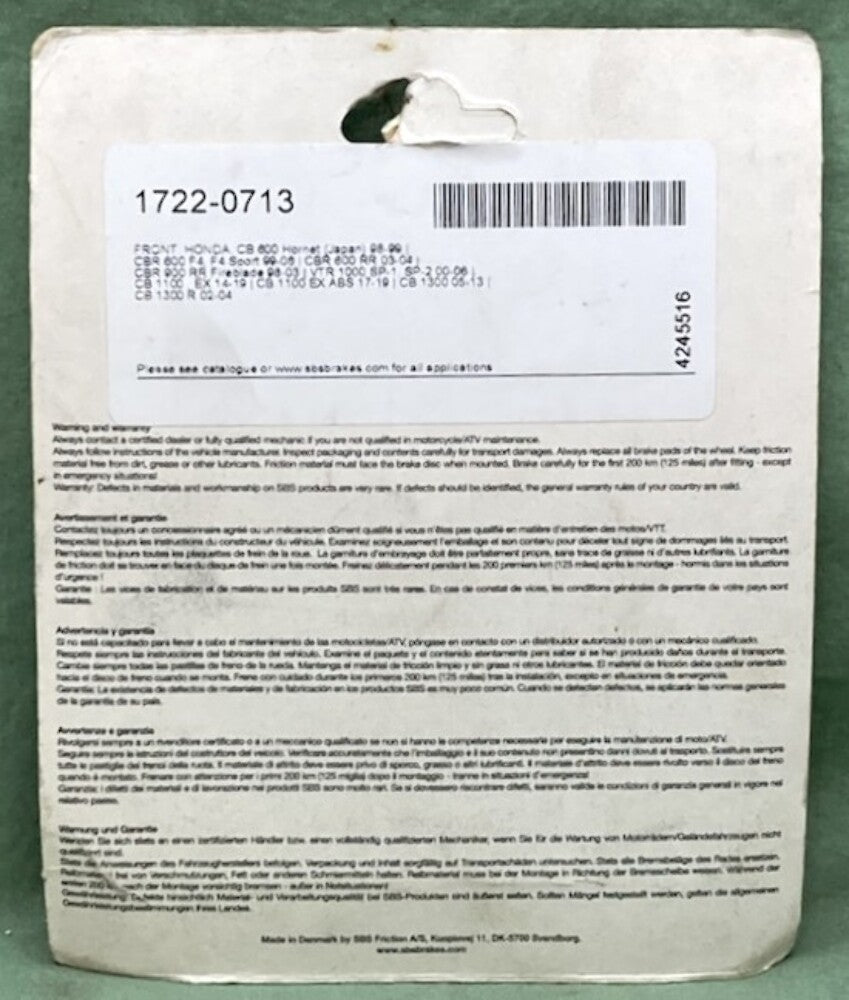 SBS 734HS Street Performance Brake Pad Set New Genuine