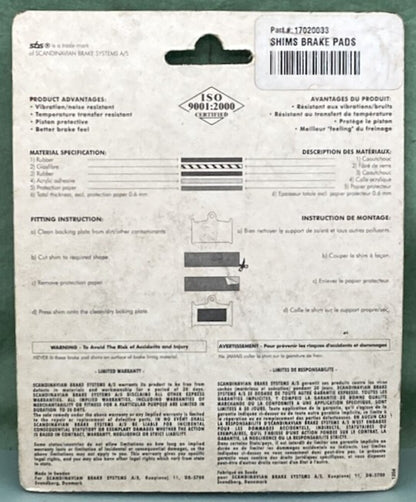 SBS 9500-4 Shim Set New Genuine